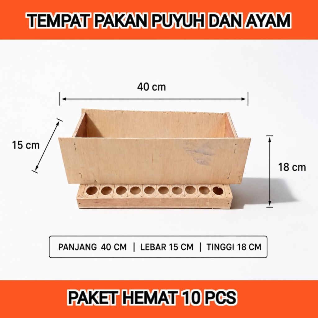 Paket 10 Pcs Tempat Pakan Puyuh & Ayam | Kapasitas 2 kg Tempat pakan Puyuh