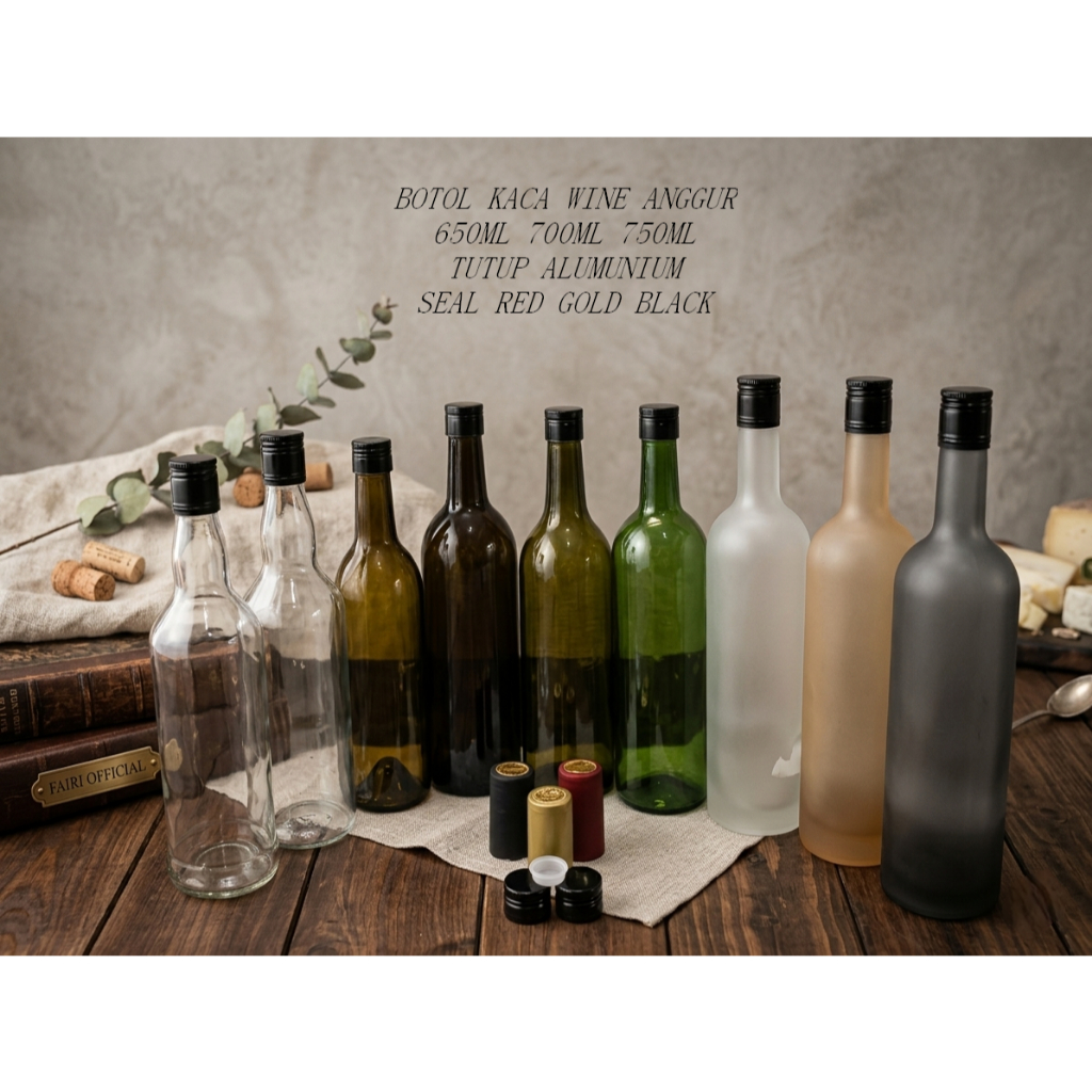 botol kaca 750ml botol kaca hitam frosted coklat hijau dark green botol wine tutup ulir alumunium pa