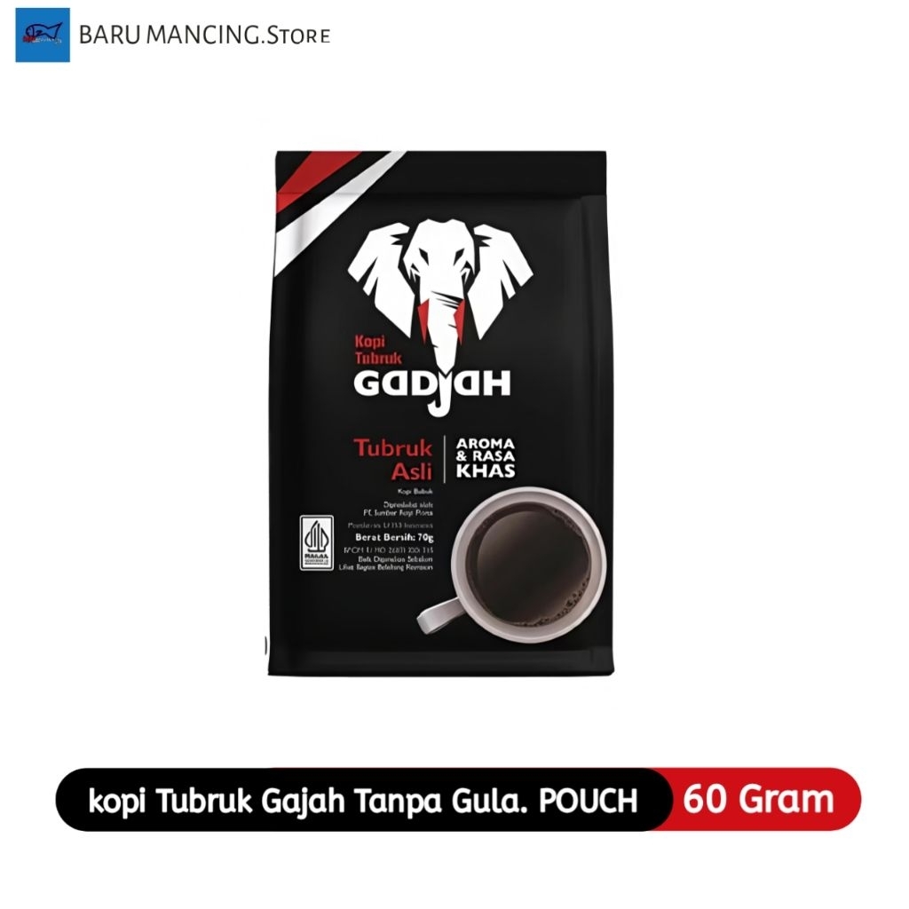 kopi tubruk gajah Tanpa Gula asli pouch 60 gram
