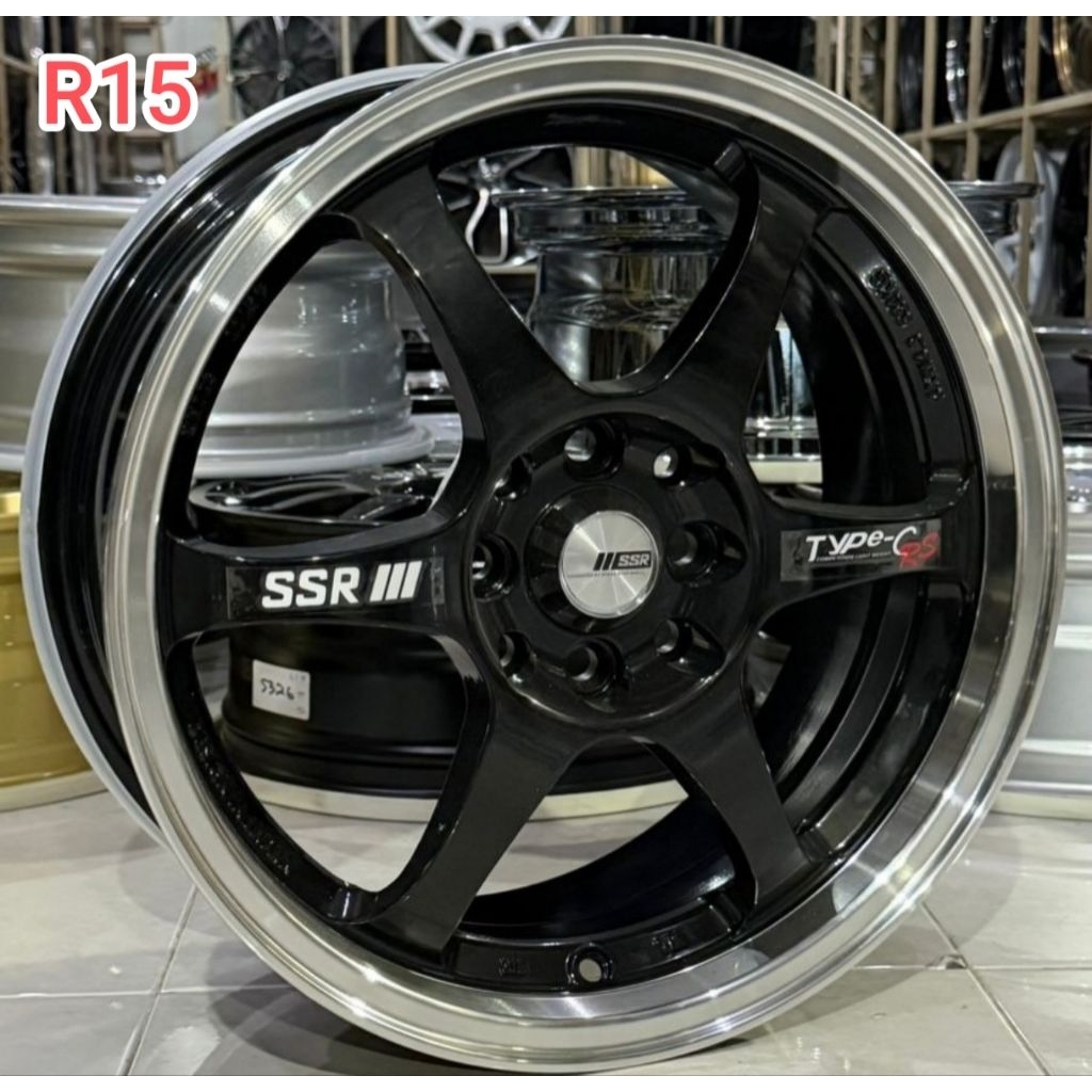 Velg SSR Type C Two Tone R15 Black Lips Polish 4x100 / 114