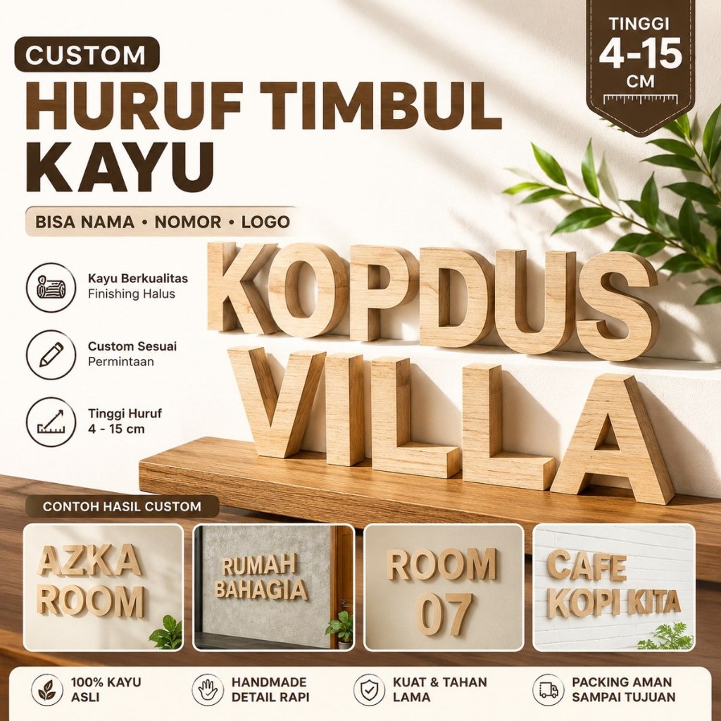 Ukir huruf kayu timbul Huruf Angka kayu custom