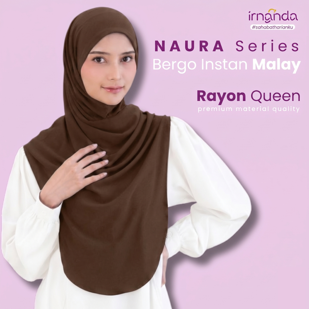 Irnanda Hijab Bergo Kerudung Instan Malay Syar'i Jumbo NAURA Series Rayon Queen Lembut Anti Tembem S