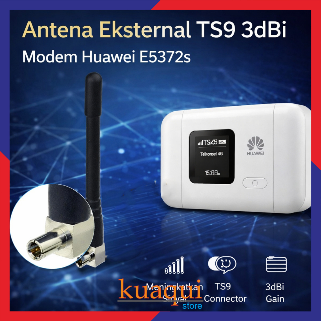 Antena Eksternal Modem 4G Konektor TS9 3-5 dbi Huawei E5372s Bolt Slim Max