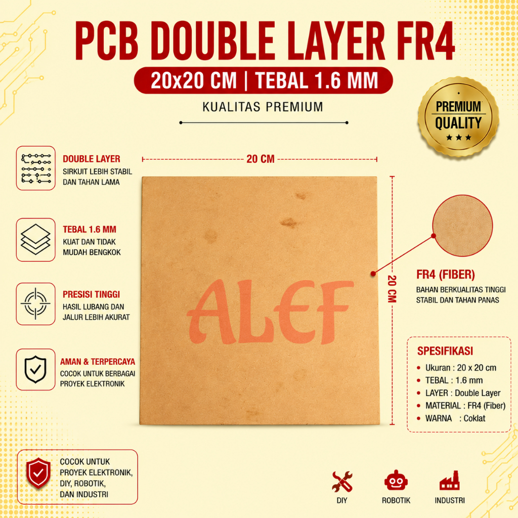 pcb double layer 20x24 cm fiber size 20 x 22 fiber tebal 1.6 mm fr4 board