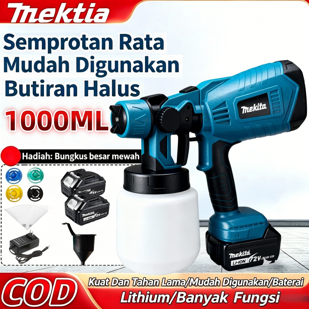1000ML Spray gun elektrik/72V Alat Semprotan Cat Spray/mesin semprot cat minyak cat tembok multifung