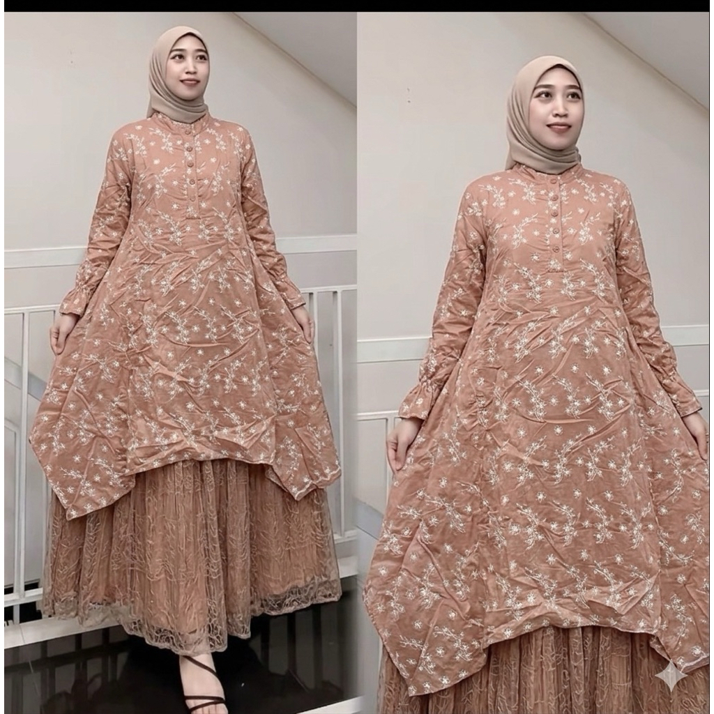 Gamis salvina katun bordir terbaru cod