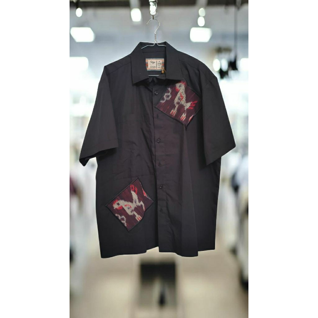 Krmeja Pria / Wanita / Unisex Katun Lengan Pendek Kombinasi Tenun Sumba NTT