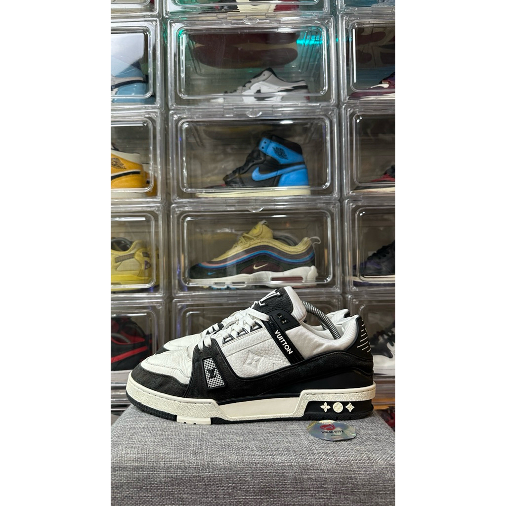 LOUIS VUITTON TRAINER MONOGRAM DENIM BLACK WHITE PANDA , LOUIS VUITTON TRAINER MONOGRAM BLACK WHITE 