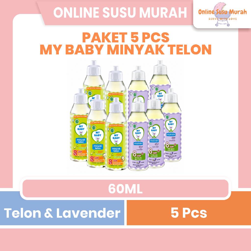 MY BABY MINYAK TELON PAKET 5 PCS PLUS 60ML / LOTION TELON MYBABY/TELON LAVENDER PRLA