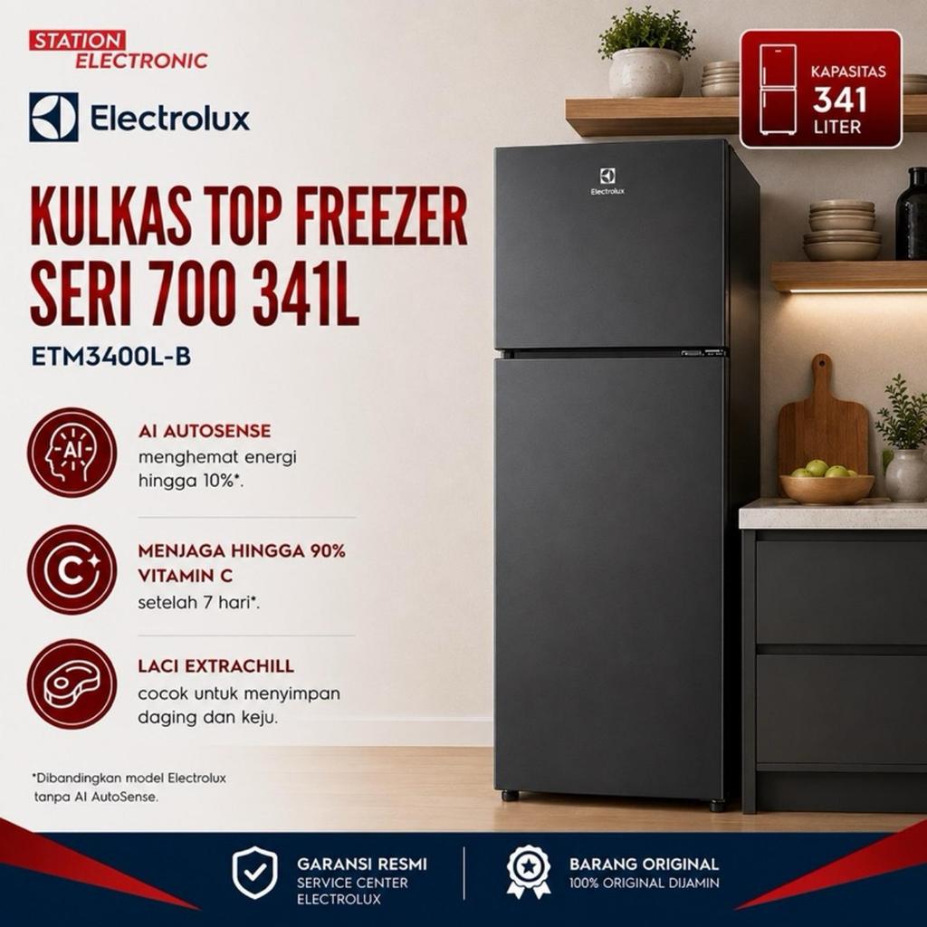 Electrolux Kulkas 2 Pintu ETM3400L-B / ETM 3400 / 341 L kulkas 2 pintu