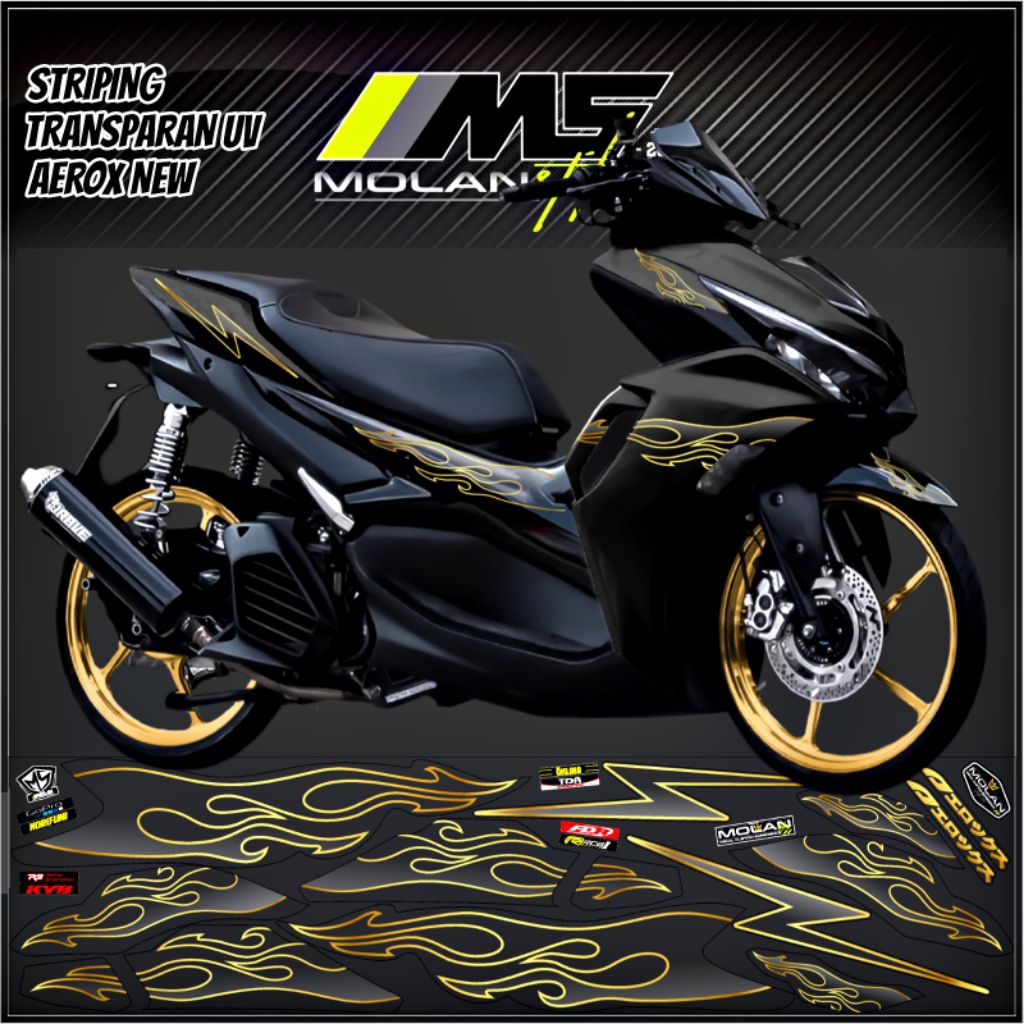 Decal Sticker Striping Variasi Transparan Uv Aerox Api Aerox 155 Connected 2020-2024  Aerox V1 Aerox