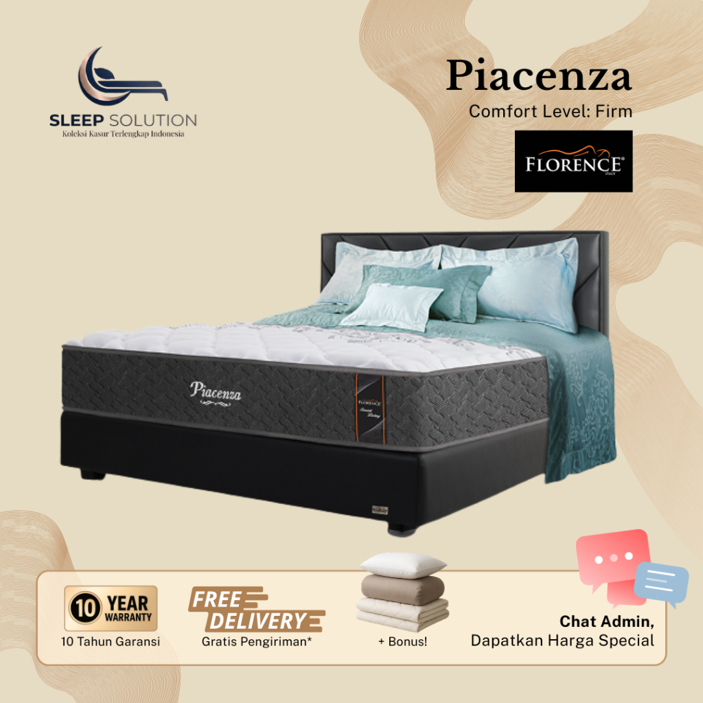 FLORENCE PIACENZA I Kasur Spring Bed | Matras Premium | 100x200, 120x200, 160x200, 180x200, 200x200