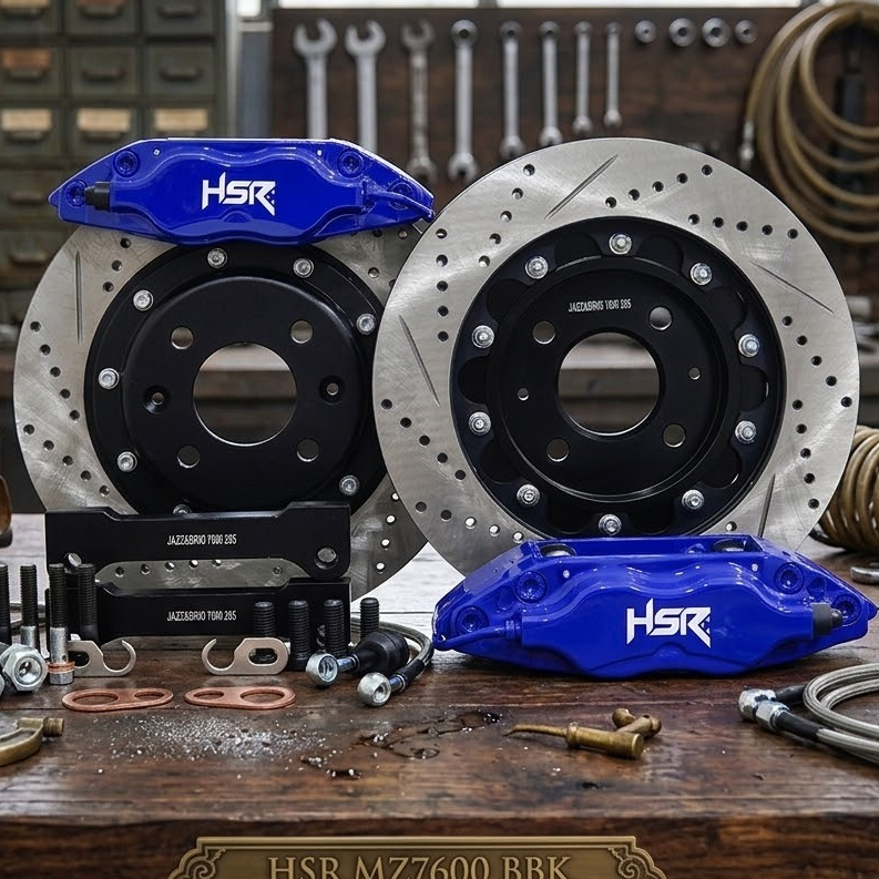 BBK BLUE HSR 4 PISTON MZ7600 FRONT 285X24 DRILLED SLOTTED JAZZ&BRIO 2018 BBK BREMBO HSR