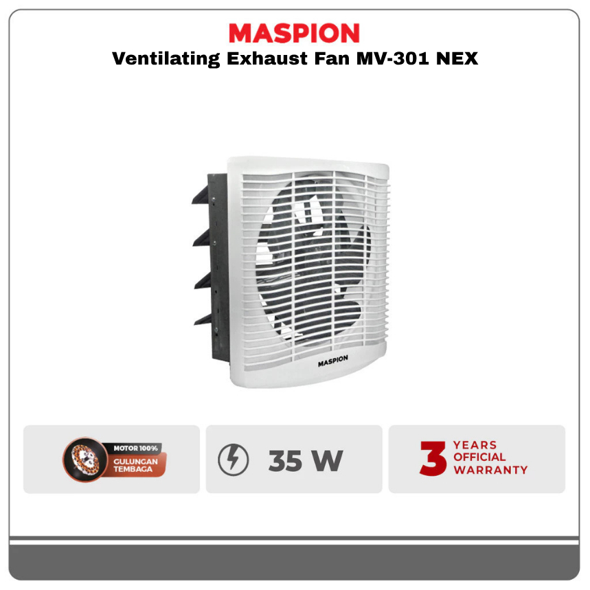 MASPION Exhaust Fan MV-301 NEX Dinding 12 Inchi 30cm Hemat Listrik Garansi Resmi