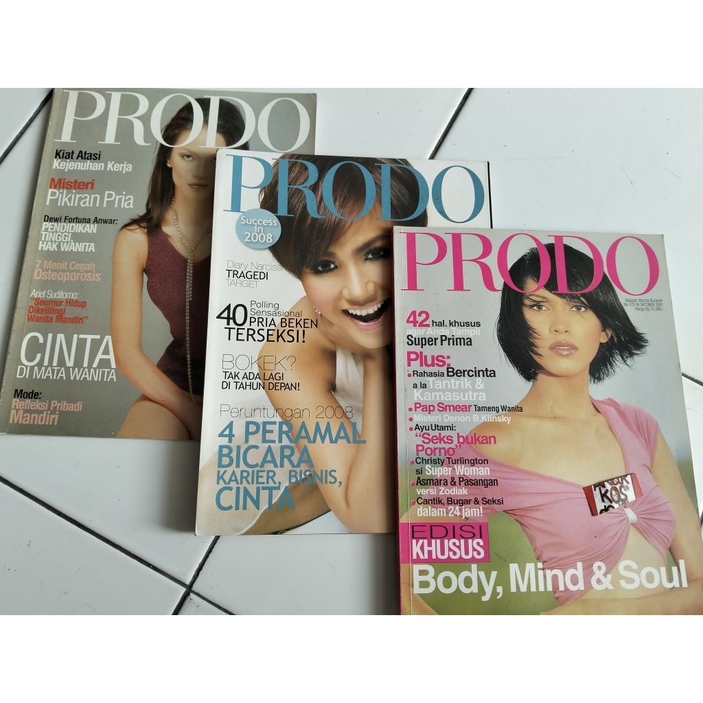 Majalah Bekas Majalah Wanita PRODO Tahun 2000an Cover Decy, Yuni Shara, Tiara Tian