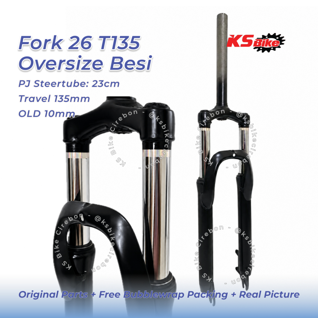 Garpu Fork Suspension Sepeda MTB 26 Inch Oversize OS Travel 135mm Besi Steel Shock Depan Sepeda Gunu