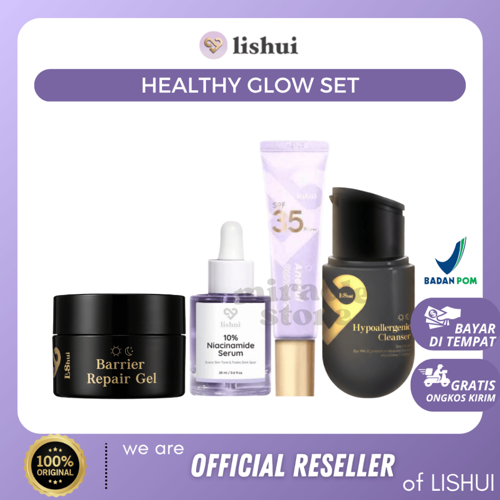 [MIRACLE STORE] LISHUI HEALTHY GLOW SET SERUM NIACINAMIDE 10% SUNSCREEN LISHUI ANESUI FACIAL WASH CR
