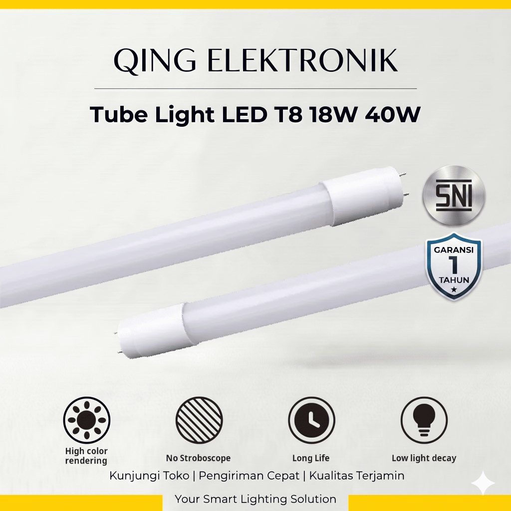 Lampu TL LED Tubelight Bohlam T8 LED Glass Tube Light 40W Termurah Bergaransi