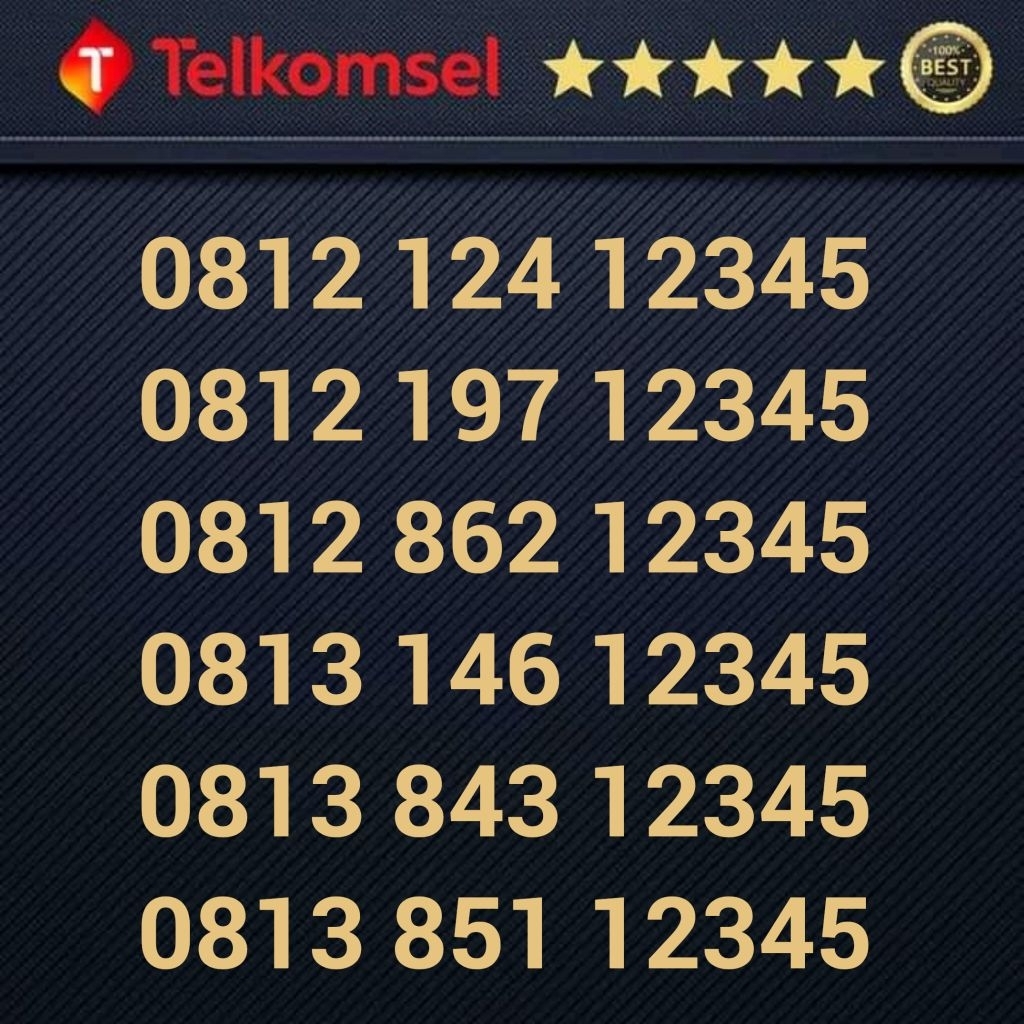 KARTU PERDANA NOMOR CANTIK TELKOMSEL - 0812 124 12345 0812 197 12345 0812 862 12345 0813 146 12345 1