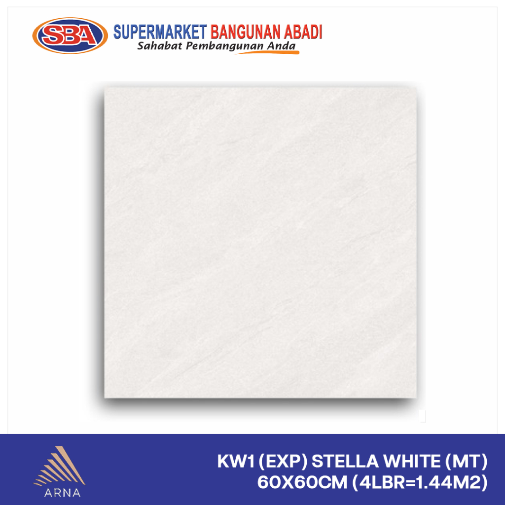 Keramik Lantai Arna Kw1 Stella White (Mt) 60X60CM