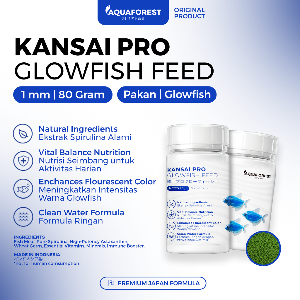AquaForest | Kansai Pro Glow Fish Feed Premium Pakan Cupang Betta Ekstra Spirulina Alami Glowfish