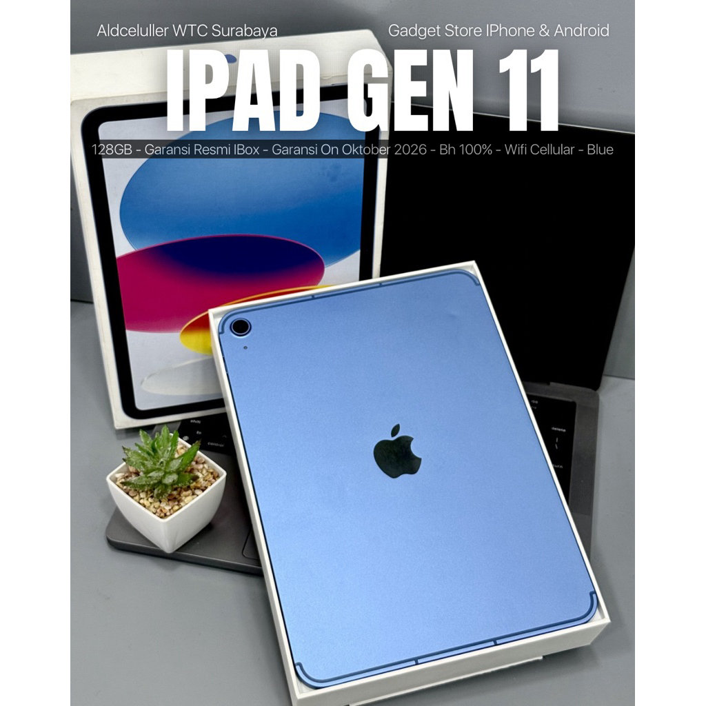 IPAD GEN 11 128GB BLUE GARANSI RESMI SECOND