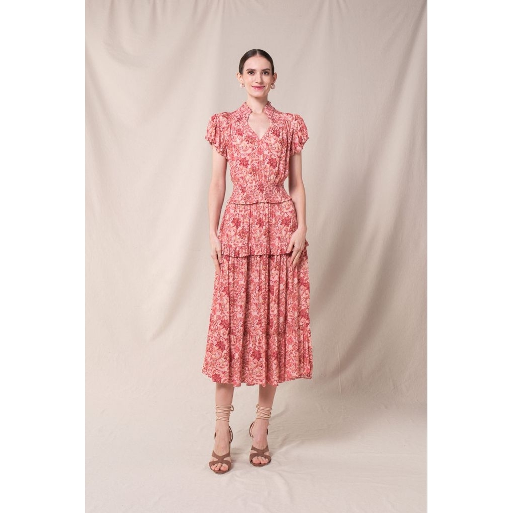Baha Gia Dress Heidy Dress in Pink Daluga Raya Collection 2026, Mia Dress In pepaya size S