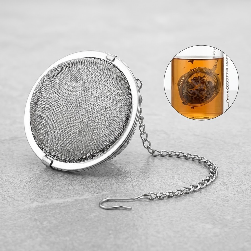 Strainer Infuser Filter Alat Saring Teh 50mm 70mm Seduh Cengkeh Masak Panci Rantai Stainless Steel