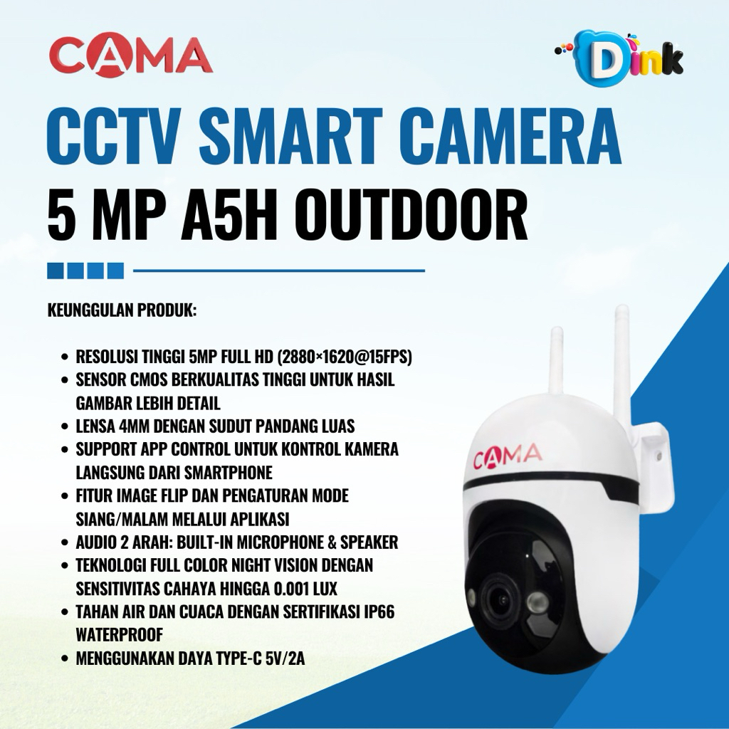 CAMA Kamera CCTV Smart PTZ Dome Outdoor 5MP A5H