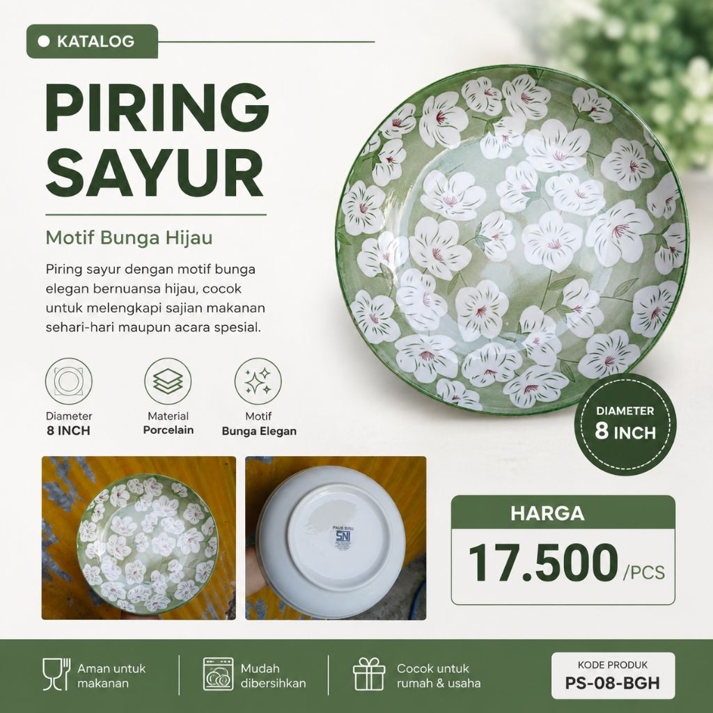 Piring Sayur Bunga Hijau