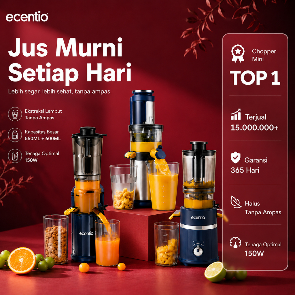 [2.0]ecentio slow juicer portable 82mm/112mm caliber multifungsi blender tanpa ampas bear 550ML+600M