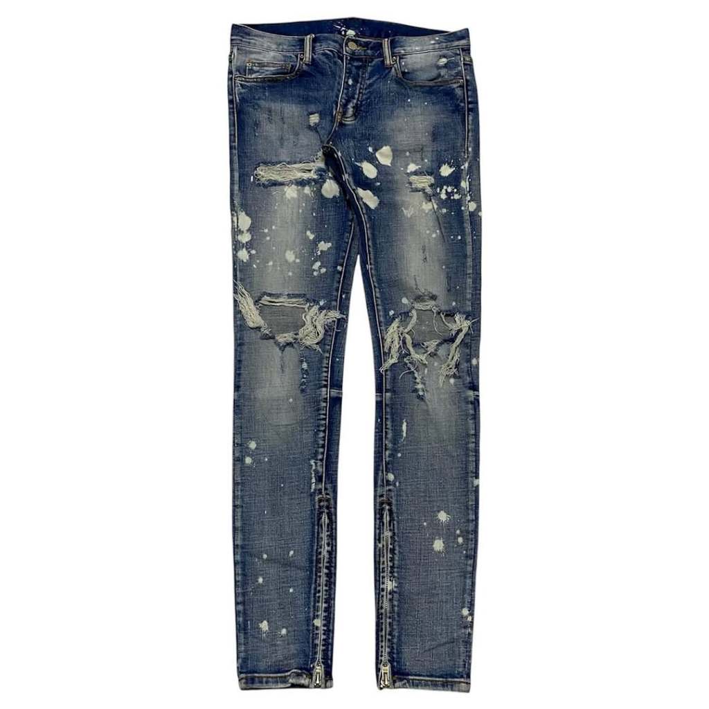 MNML DISTRESSED RIPPED SKKINNY DENIM JEANS LONG PANTS | CELANA PANJANG | STFT