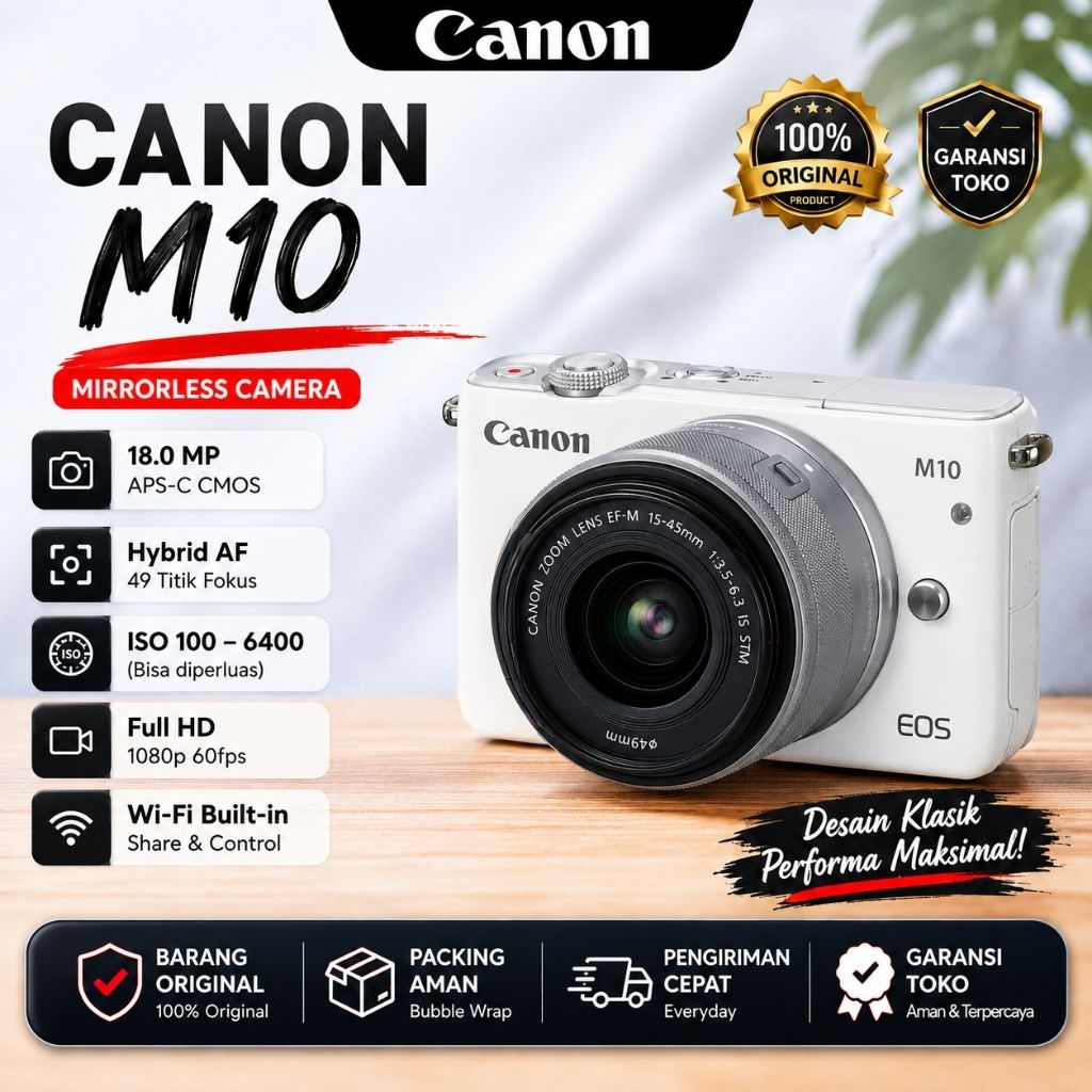 KAMERA MIRRORLESS CANON EOS M10 MULUS SIAP PAKAI