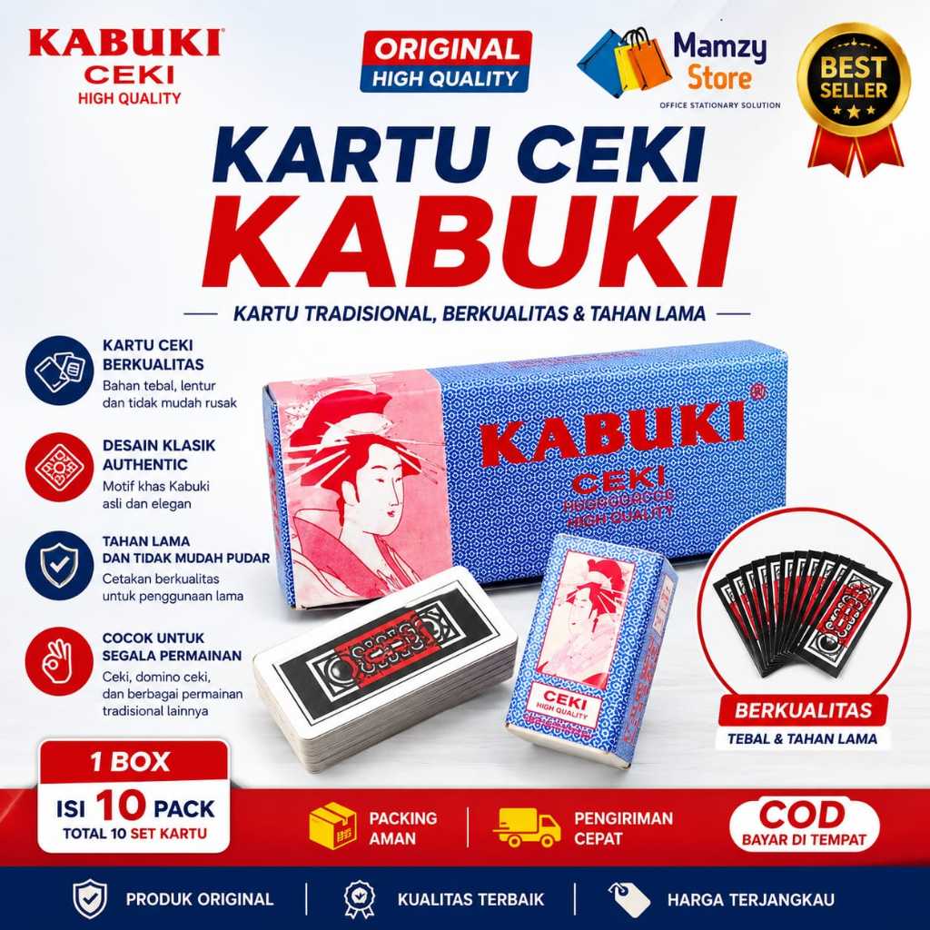 Kartu Ceki Kabuki Kartu Kuning Kertas Koa 1 BOX / 10Pack