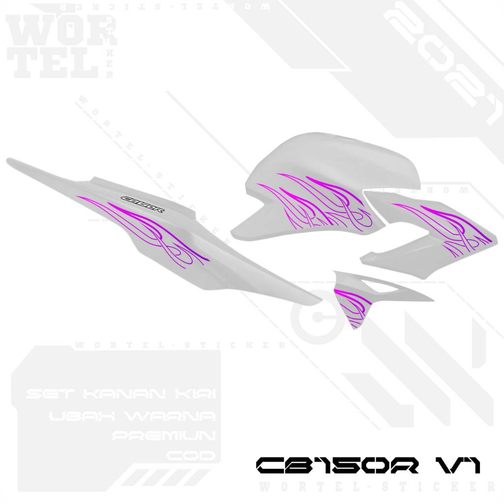 Wortel Stiker - Striping CB150R v1 - Stiker Transparan CB150R Old Api v4 (Sudah Terpotong)