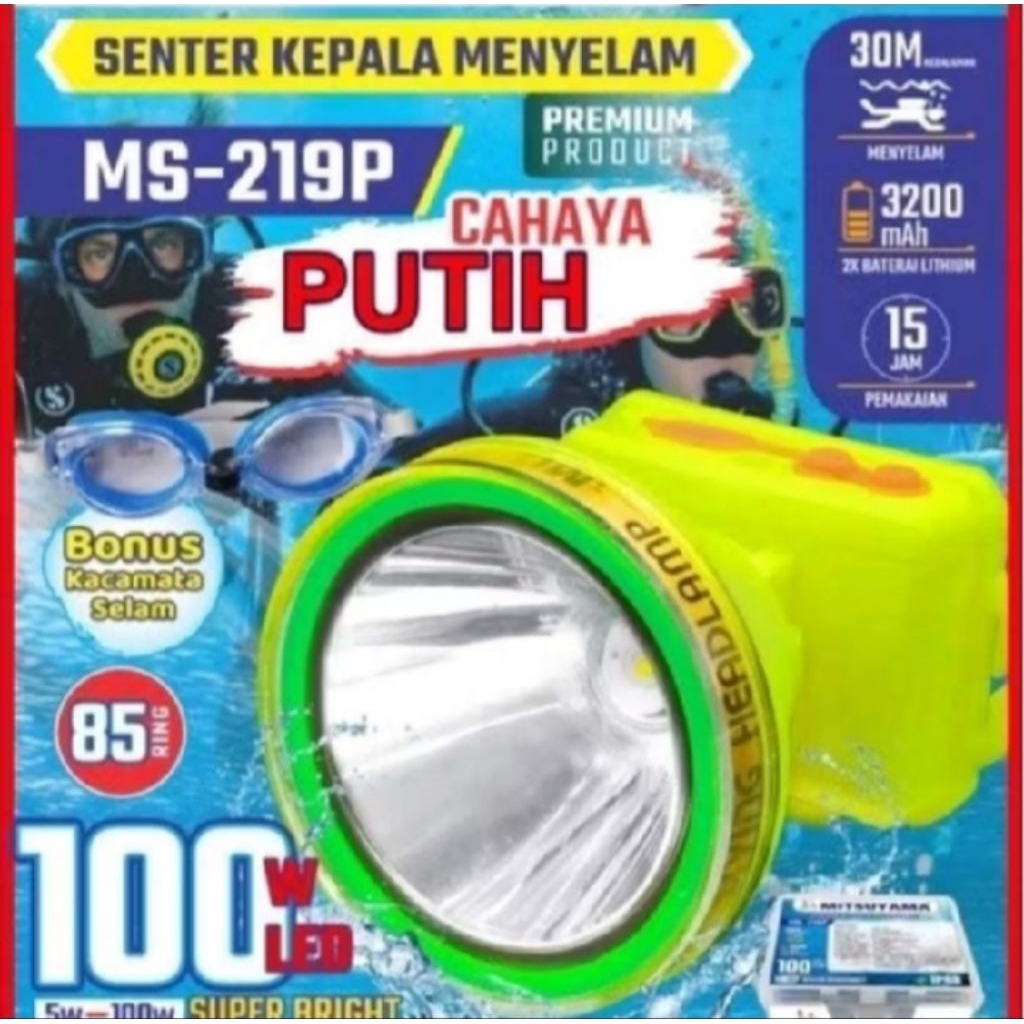 Senter Kepala Selam Diving 100 Watt Mitsuyama MS-219P