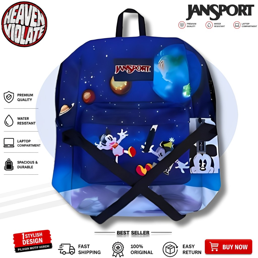 [100% ORIGINAL] TAS RANSEL JANSPORT DISNEY MICKEY MOUSE PLANET BUMI - JANSPORT DISNEY BLUE - JANSPOR