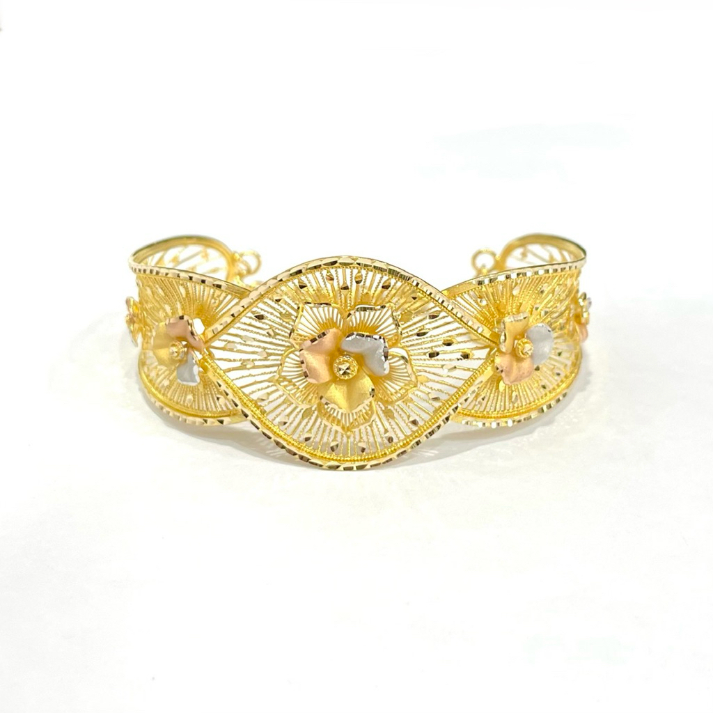 Gelang Bunga Kembang Warna Jala Fusion UBS EMAS ASLI Kadar 700 16K