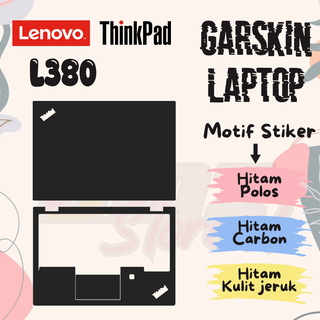 Garskin Lenovo Thinkpad L380 L390 Stiker Laptop hitam doff