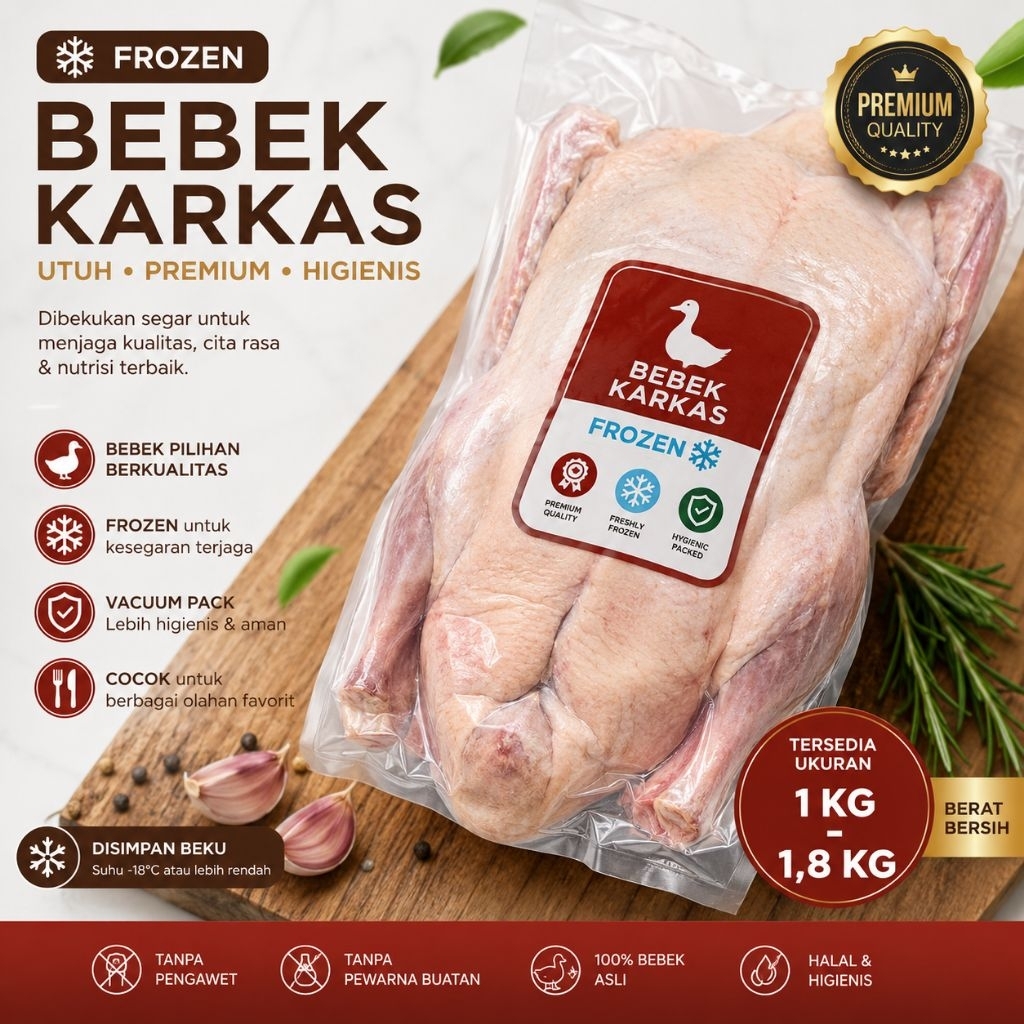 Bebek Karkas Frozen, Daging Fresh [ Berat 1,2 kg ]