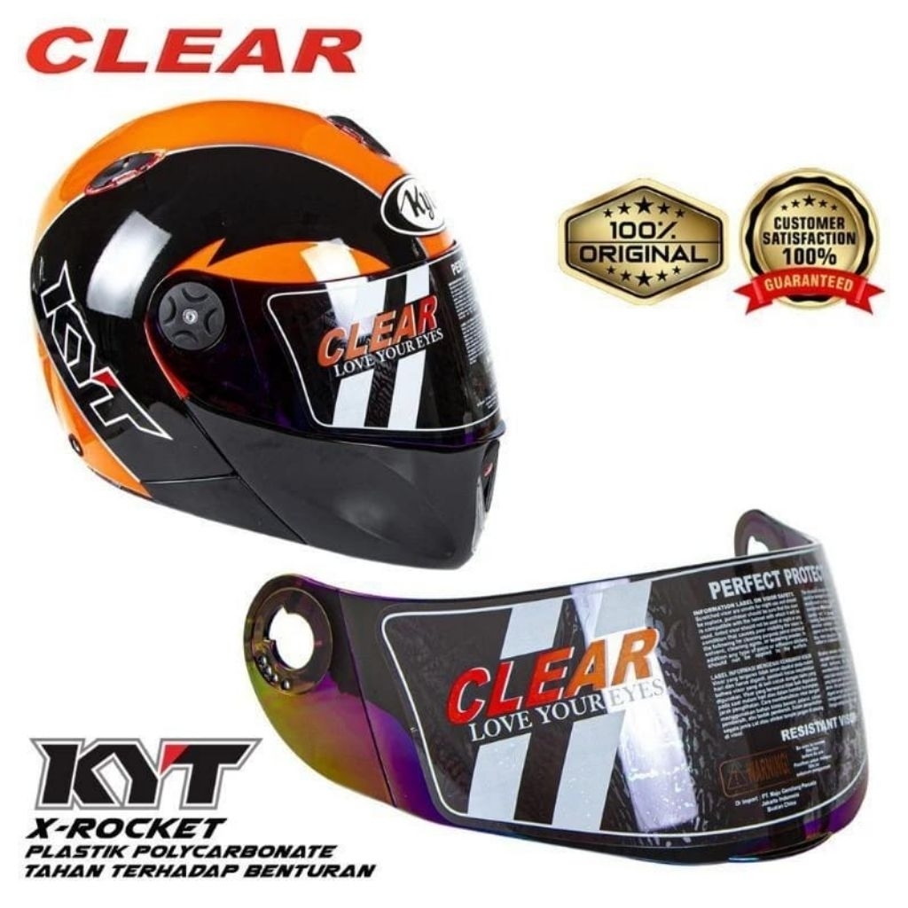 Visor helm kaca helm KYT X rocket roket iridium silver / Pelangi