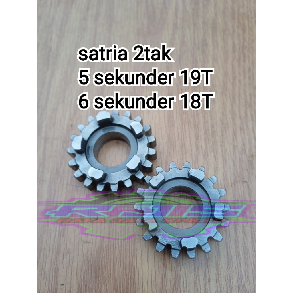 Rasio racing satria 2tak 6speed gigi 5 sekunder 19T, 6 sekunder 18T