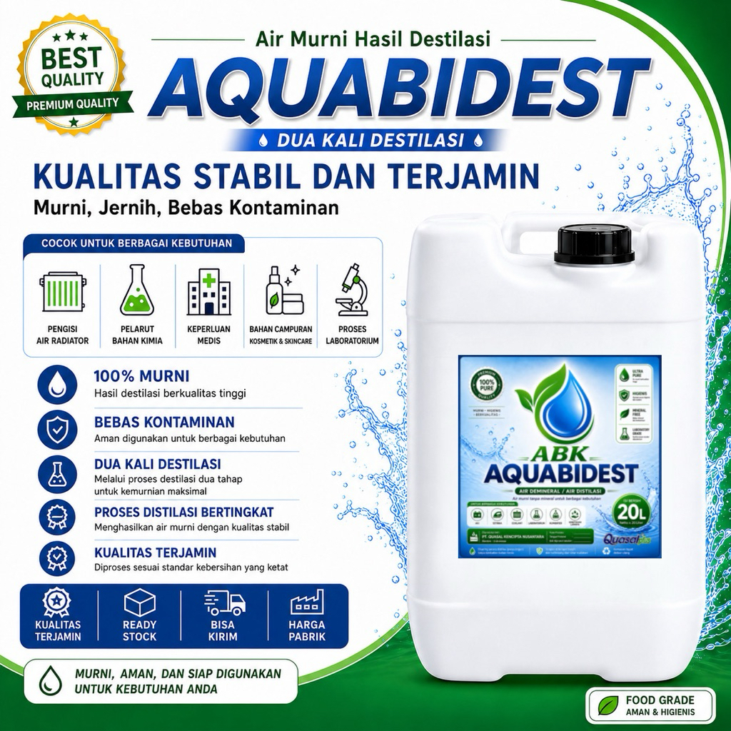 Aquabidest / Aquabidestilata / aquabidest 20 liter