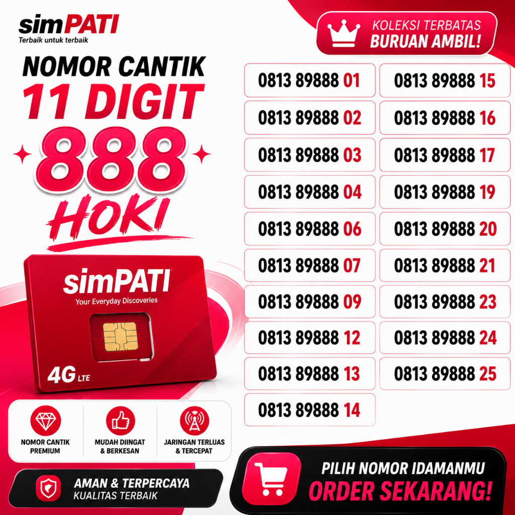 Nomor Cantik Simpati 888 Telkomsel 11 Digit Hoki | 4G 5G Bonus Kuota 3GB