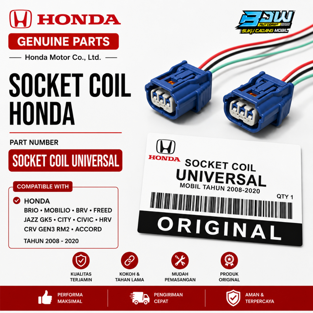 Socket Coil Koil Honda Brio Mobilio BRV Freed Jazz GK5 City Civic HRV CRV Gen3 RM2 Accord Tahun 2008