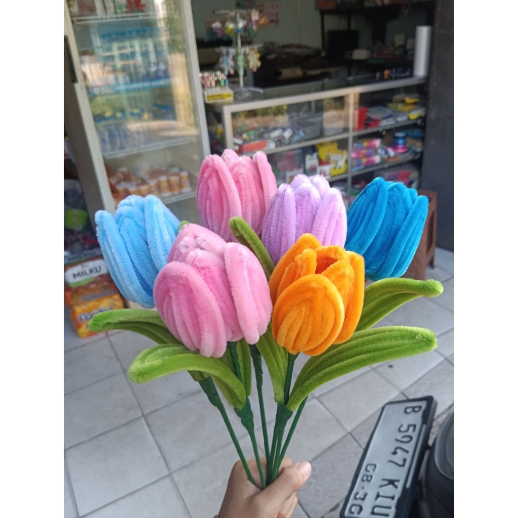 GROSIR Bunga Tulip | Bunga Buket | Bunga Kawat Bulu Premium