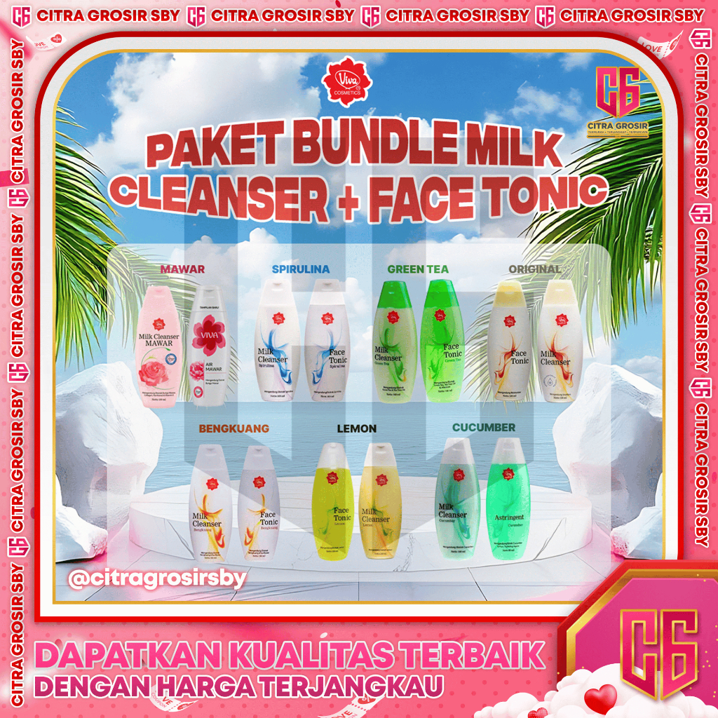 [Bundle 2 PCS] VIVA Milk Cleanser dan Face Tonic 100mL || Air Mawar || Astringent || susu pembersih 