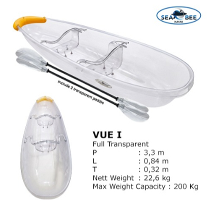 Vue 1 Transparant Wahana Air / Perahu Kayak / Kayak kano Free Dayung
