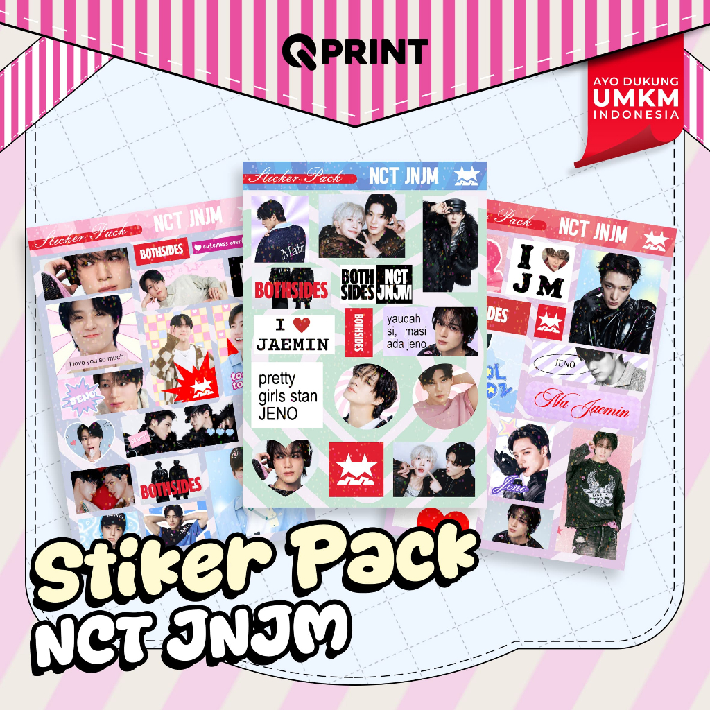 STICKER PACK 8 SHEET NCT JENO JAEMIN JNJM BOTHSIDE / CHROMO LAMINASI GLITTER DIE CUT / STIKER SHEET 