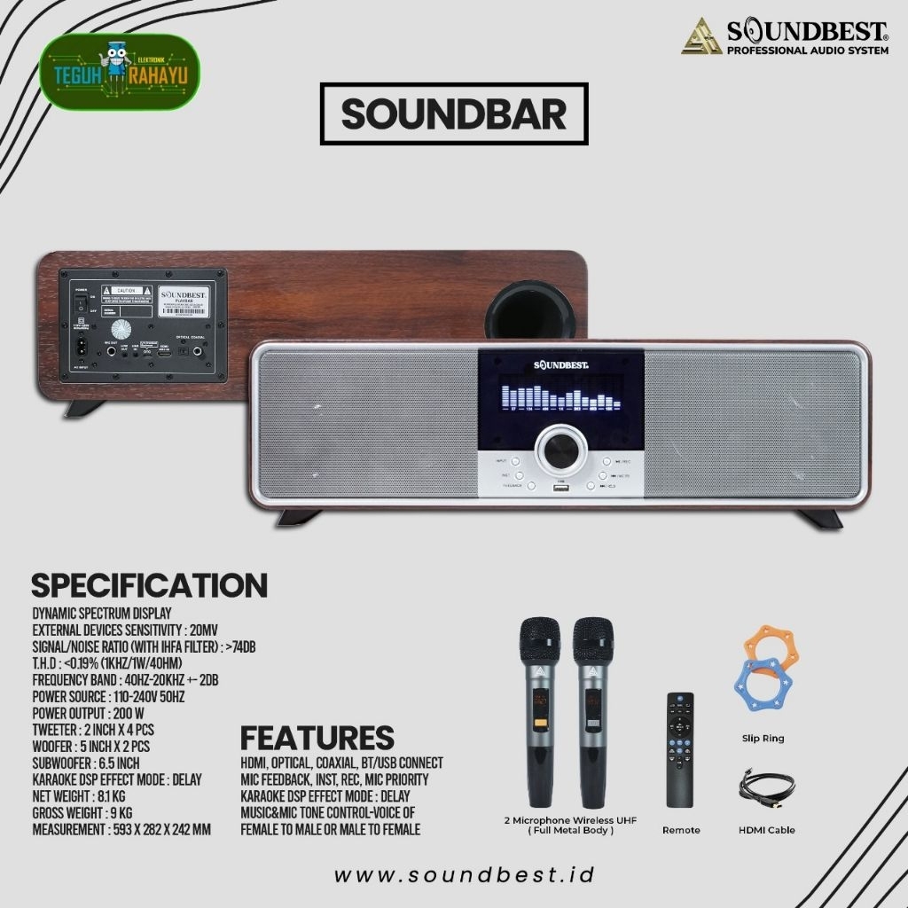 SOUNDBAR BY SOUNDBEST WITH BLUETOOTH (ORIGINAL)